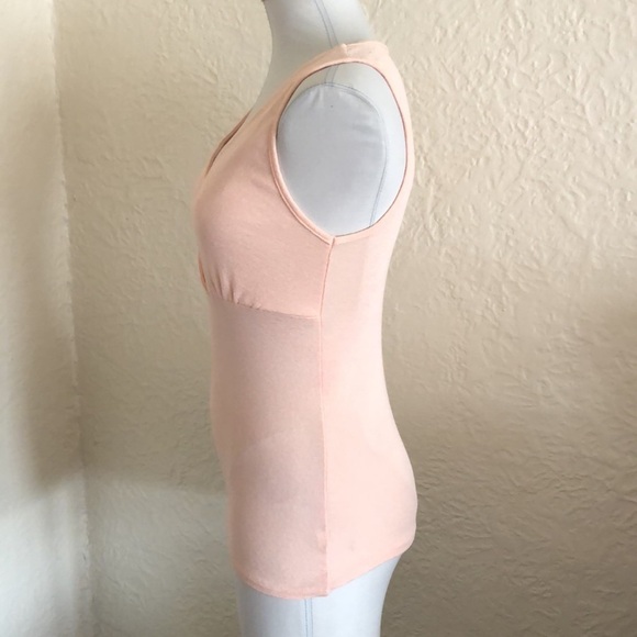 Michael Stars Light Peach Silver Shine Empire Waist V-Neck Crossover Tank Top - Picture 2 of 7